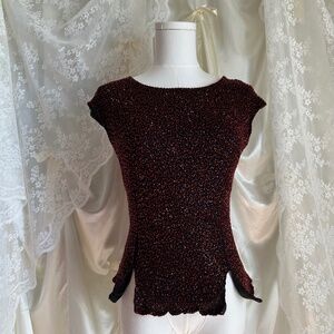 Vintage Laurence Kazar Fully Beaded Red Top